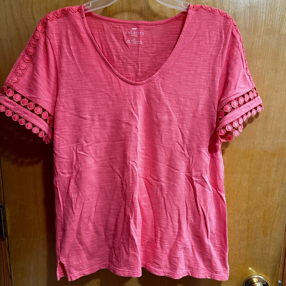 Short sleeve, embroidered sleeve top